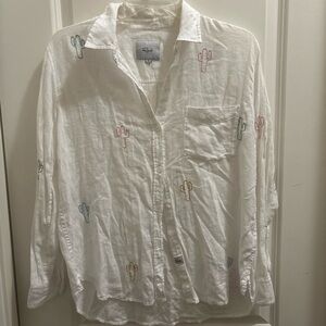Rails Charli Linen Blend Embroidered Cactus Print Size Small Colorful Western